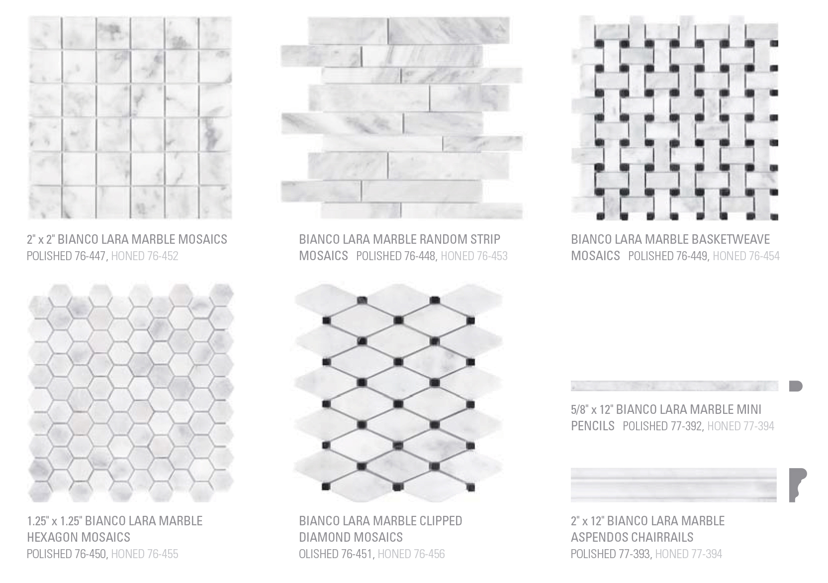 Bianco Lara Marble Mosaics