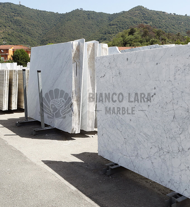 bianco lara marble slabs